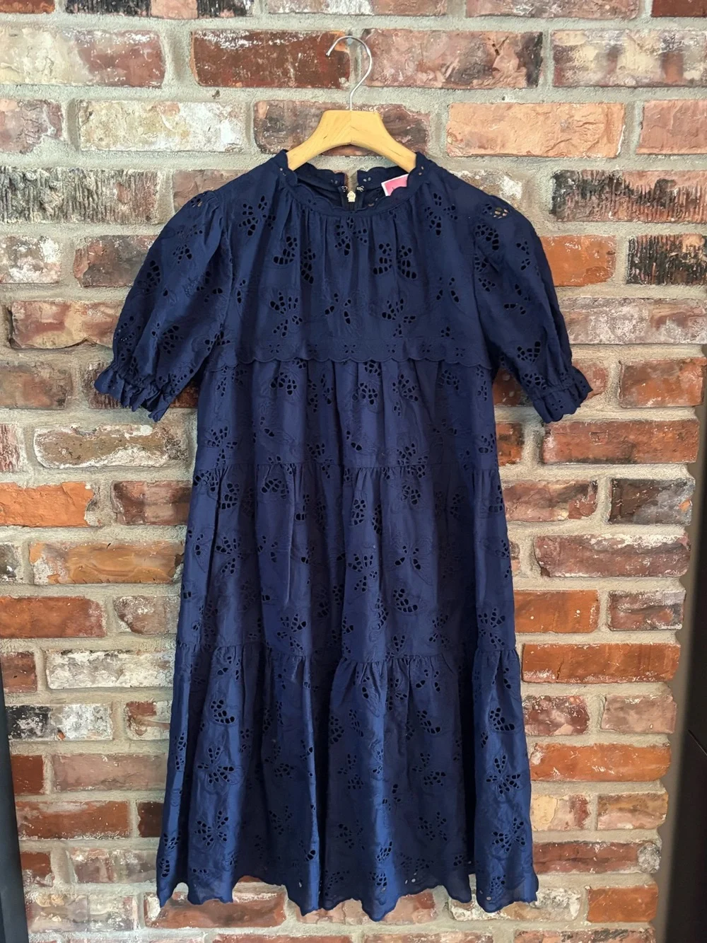 Kate Spade Blue Butterfly Eyelet Tiered Dress, S